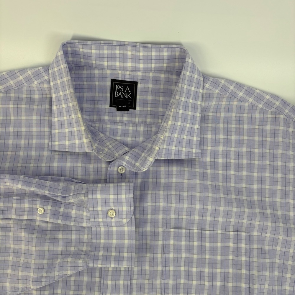 Jos. A. Bank Button Down Mens 18.5 36 Lavender Excellent Traveler Check‎ Shirt